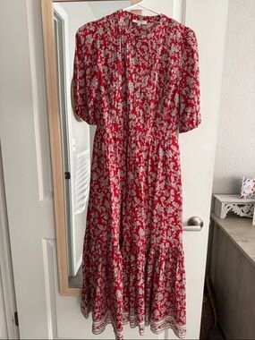 Madewell Red Floral Midi Dress